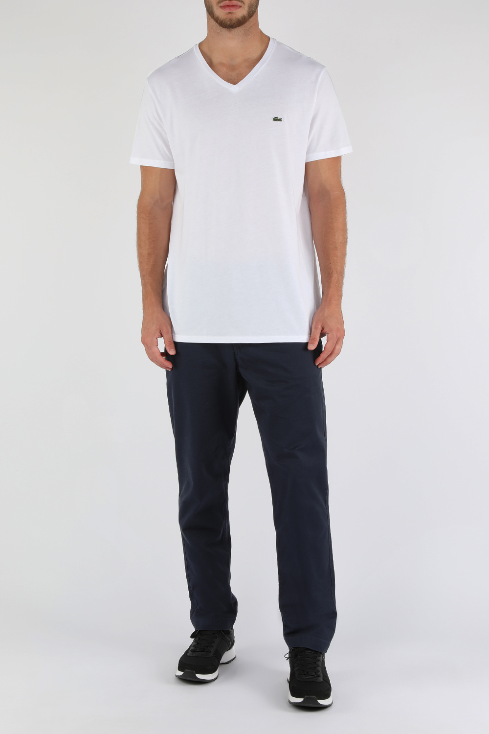 טי שירט קצרה עם לוגו רקום LACOSTE
